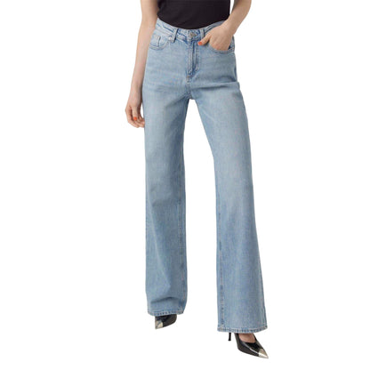Light Blue - Side - Vero Moda Womens-Ladies Ra339 Wide Leg Jeans