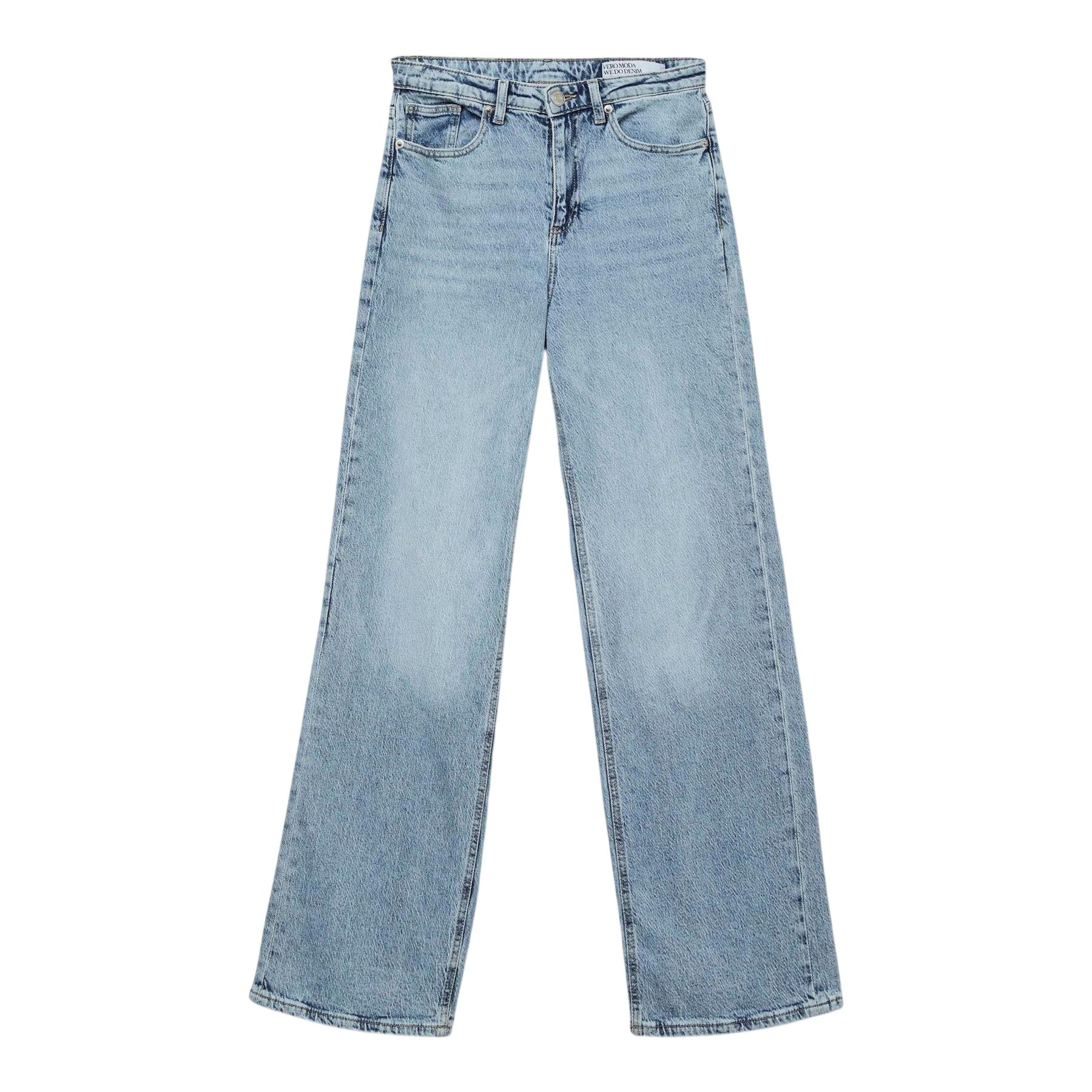 Light Blue - Front - Vero Moda Womens-Ladies Ra339 Wide Leg Jeans