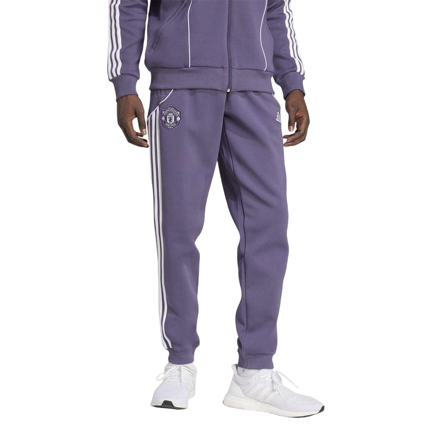 Purple - Side - Adidas Mens Manchester United FC Double Knit Tracksuit Bottoms