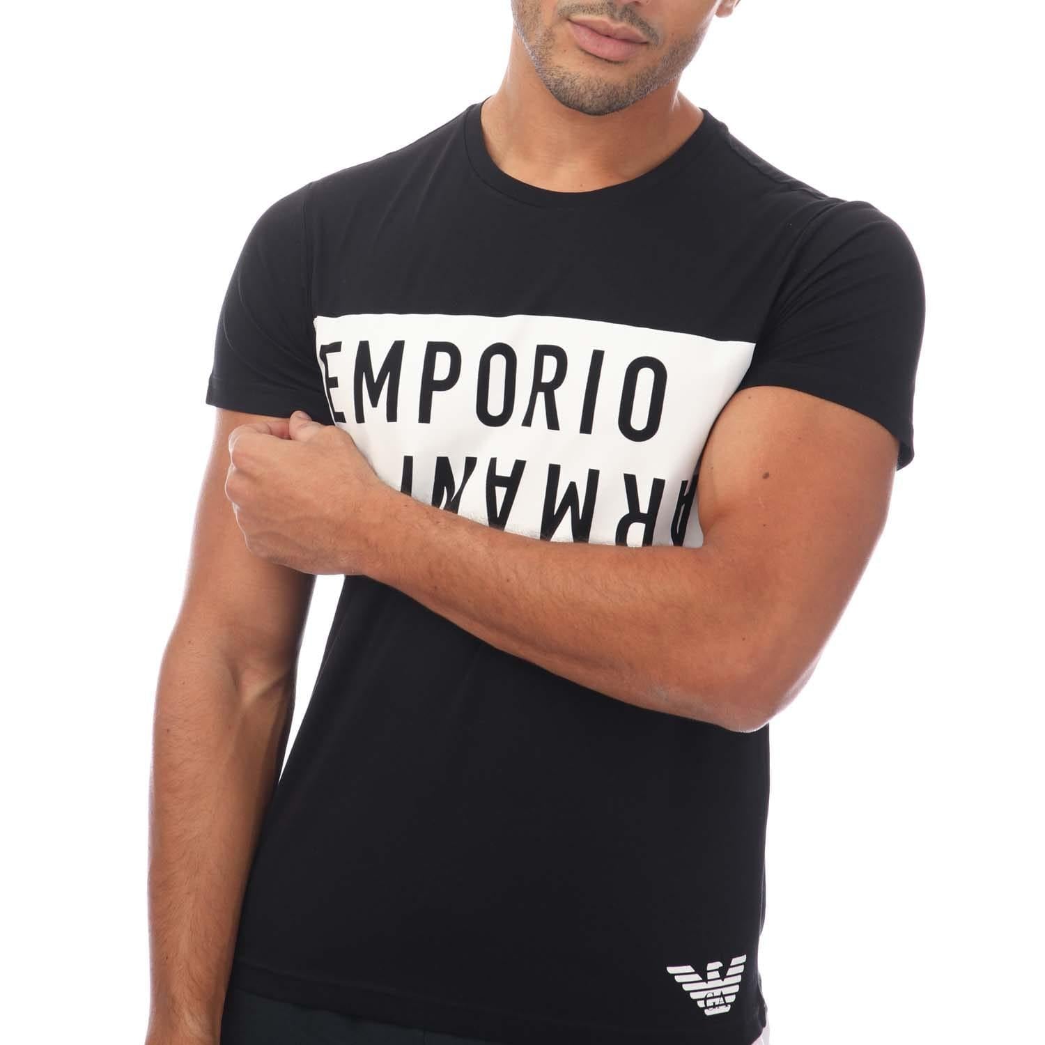 Black-White - Side - Emporio Armani Mens Crew Neck T-Shirt