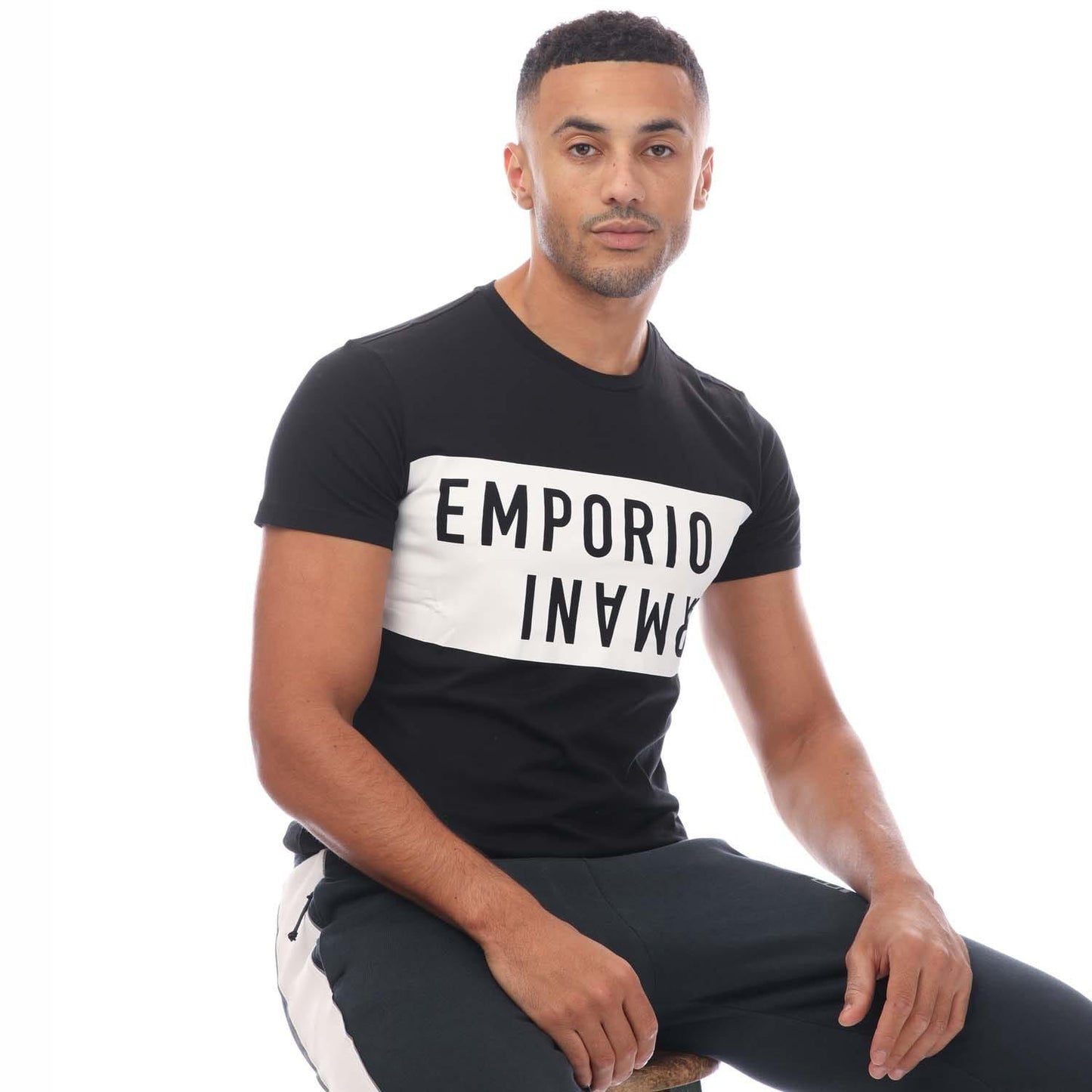 Black-White - Lifestyle - Emporio Armani Mens Crew Neck T-Shirt