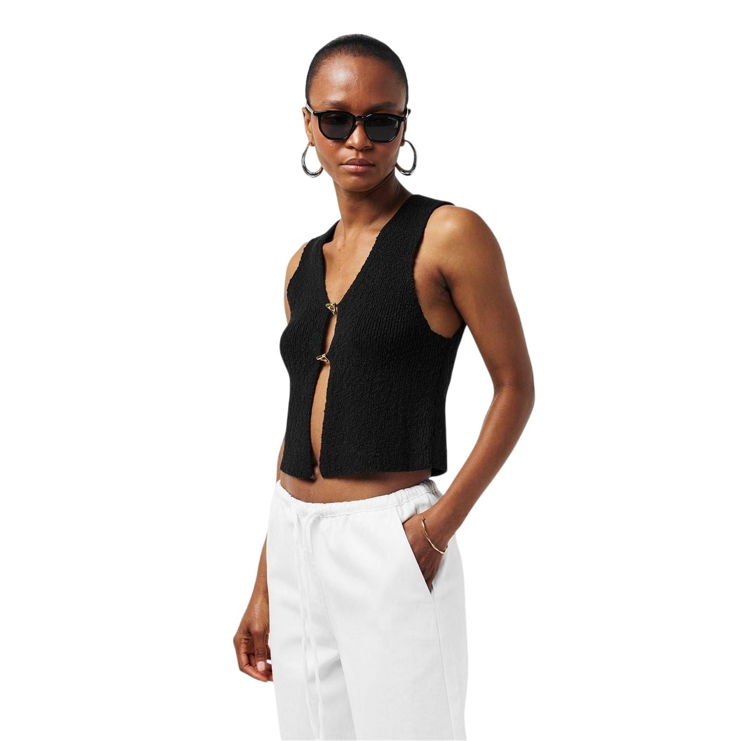 Black - Side - Edited Womens-Ladies Rike Sleeveless Vest Top