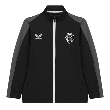 Black - Front - Castore Childrens-Kids Rangers FC Mock Neck Relaxed Fit Track Jacket