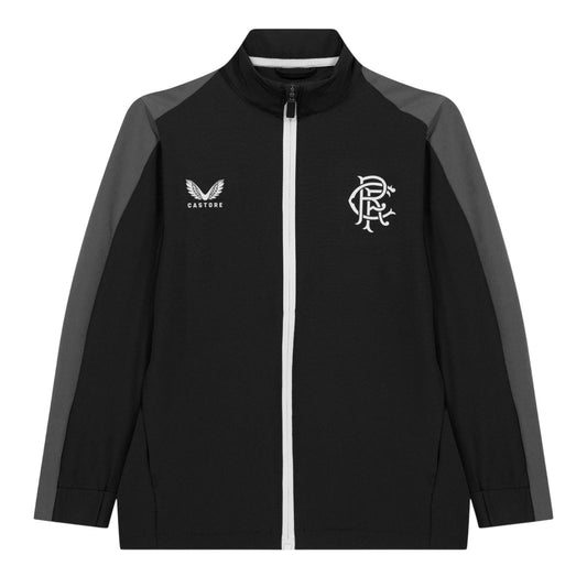 Black - Front - Castore Childrens-Kids Rangers FC Mock Neck Relaxed Fit Track Jacket