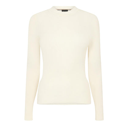 White - Front - Boss Womens-Ladies Ribbed Mock Neck Slim Long-Sleeved T-Shirt
