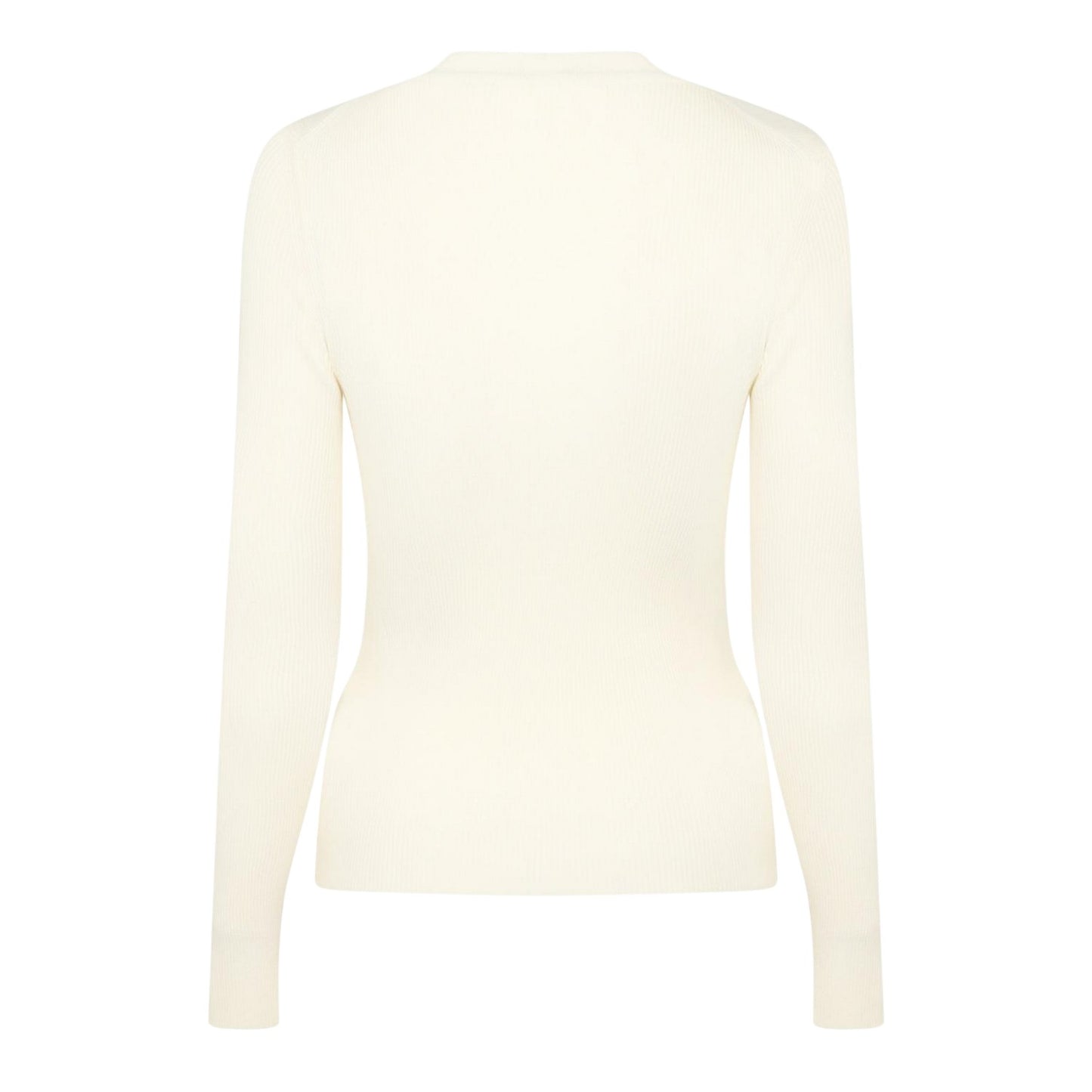 White - Back - Boss Womens-Ladies Ribbed Mock Neck Slim Long-Sleeved T-Shirt
