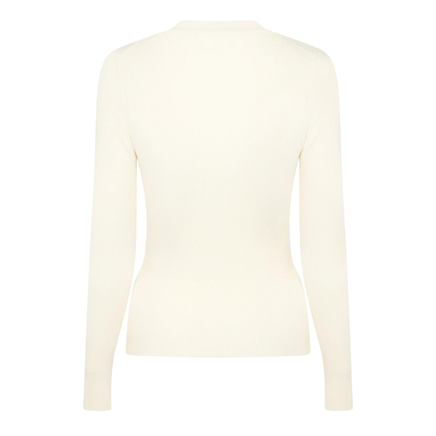 White - Back - Boss Womens-Ladies Ribbed Mock Neck Slim Long-Sleeved T-Shirt