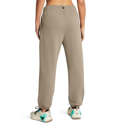 Taupe - Back - Under Armour Womens-Ladies Project Rock Terrycloth Heavyweight Joggers