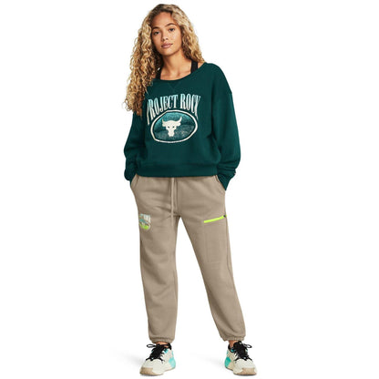 Taupe - Lifestyle - Under Armour Womens-Ladies Project Rock Terrycloth Heavyweight Joggers