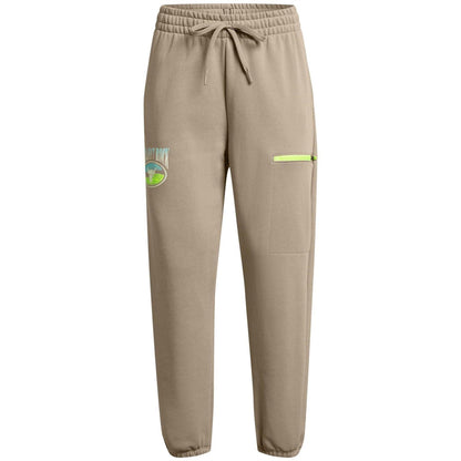 Taupe - Front - Under Armour Womens-Ladies Project Rock Terrycloth Heavyweight Joggers