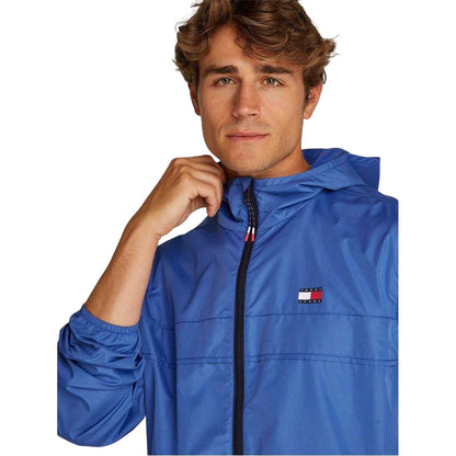 Blue - Side - Tommy Jeans Mens Elasticated Cuff Relaxed Fit Windbreak