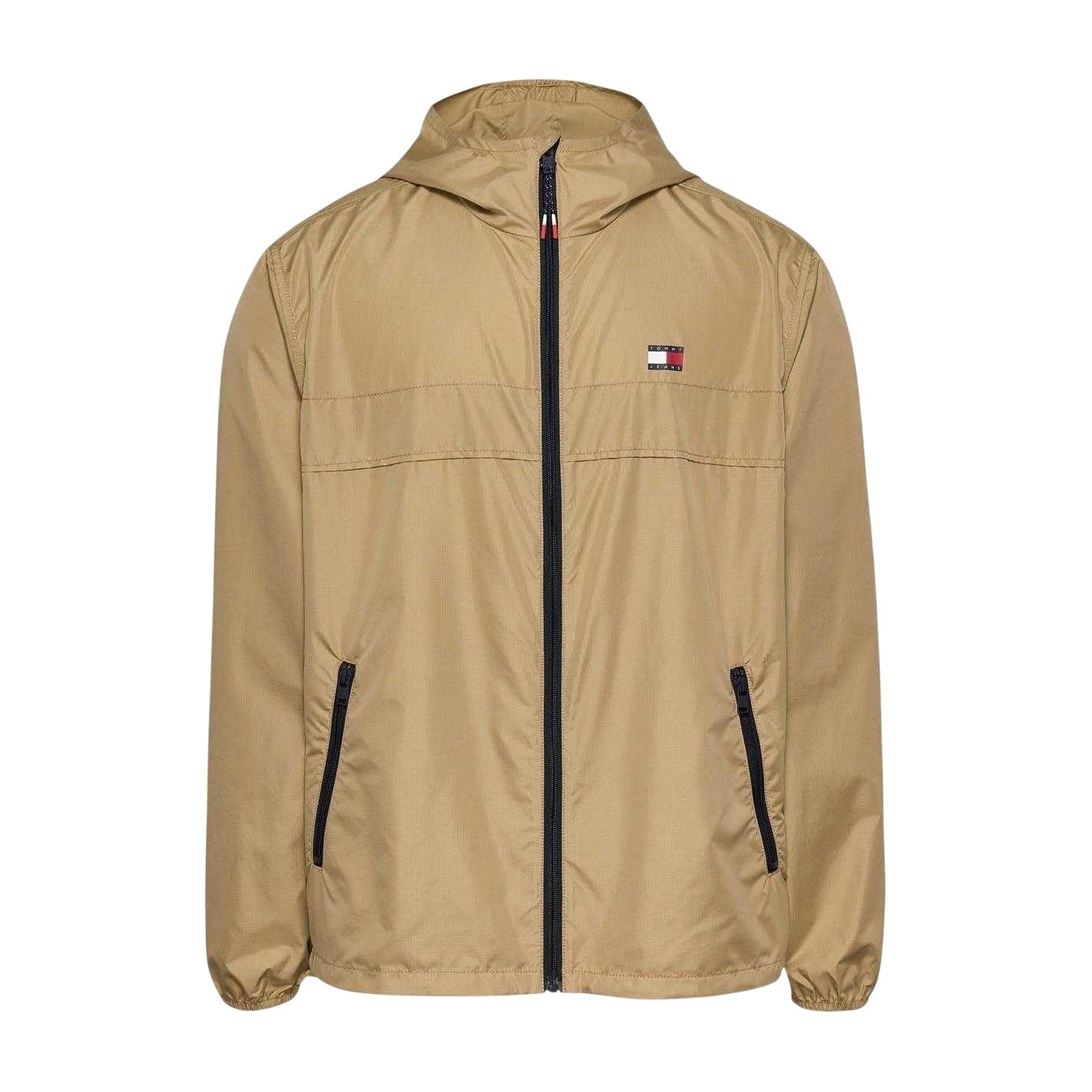 Tan - Front - Tommy Jeans Mens Elasticated Cuff Relaxed Fit Windbreak