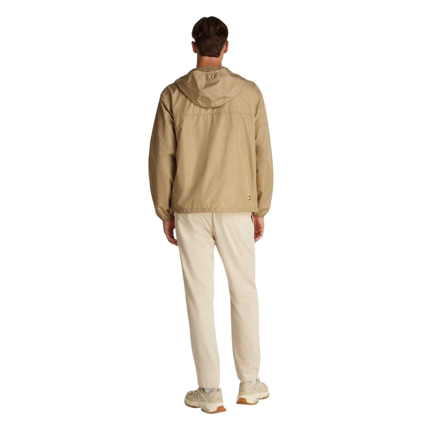 Tan - Back - Tommy Jeans Mens Elasticated Cuff Relaxed Fit Windbreak
