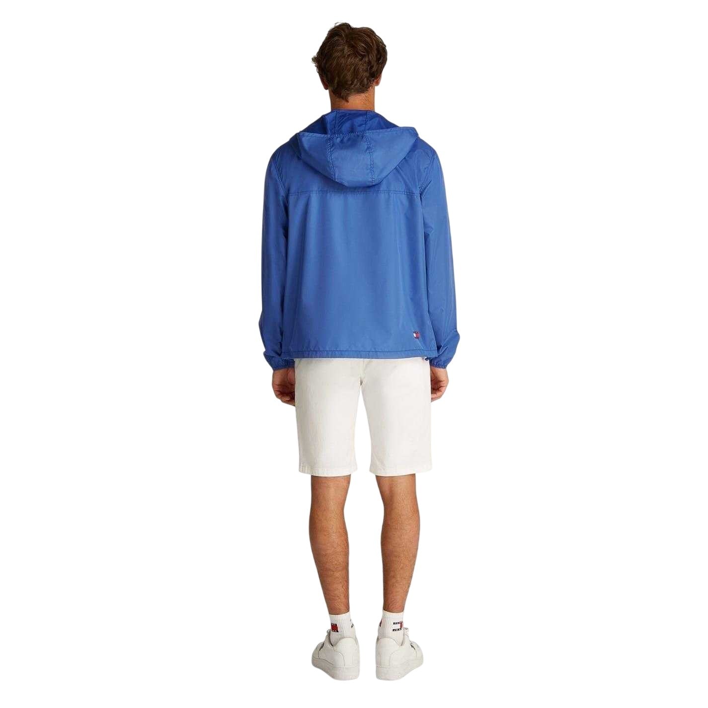 Blue - Back - Tommy Jeans Mens Elasticated Cuff Relaxed Fit Windbreak