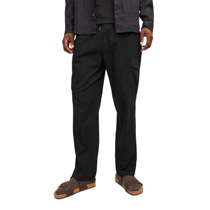 Black - Front - Jack And Jones Mens Karl Combat Loose Fit Cargo Trousers