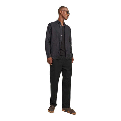 Black - Side - Jack And Jones Mens Karl Combat Loose Fit Cargo Trousers