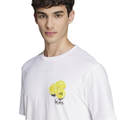 White - Side - Adidas Mens Tennis Ball Crew Neck T-Shirt