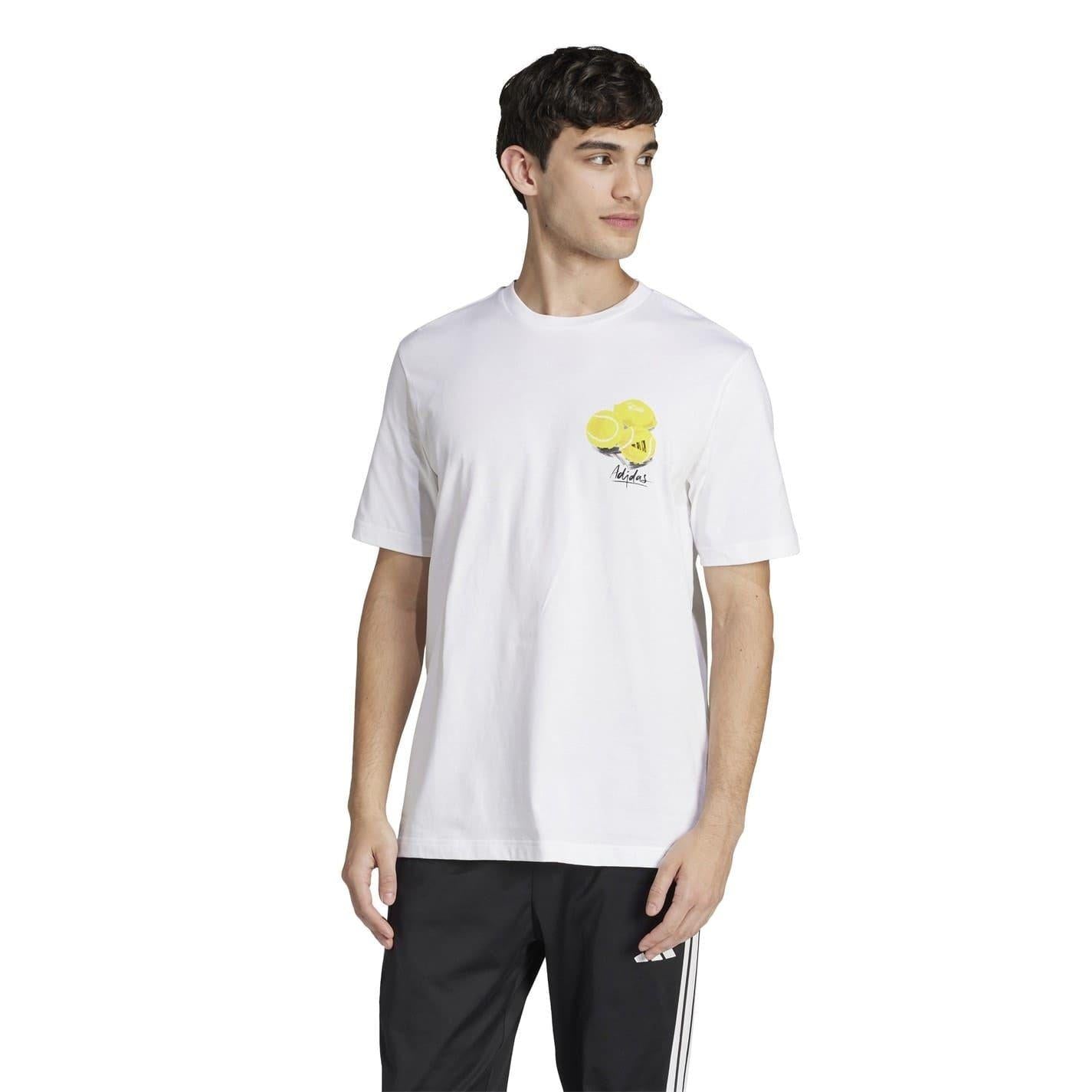 White - Lifestyle - Adidas Mens Tennis Ball Crew Neck T-Shirt