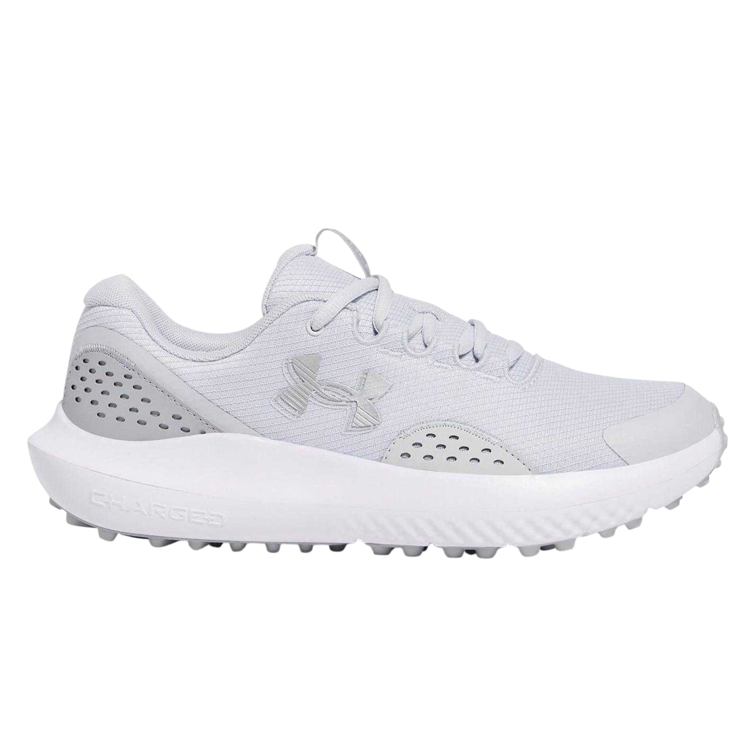 Halo Grey - Front - Under Armour Mens Leather Low Cut Golf Trainers