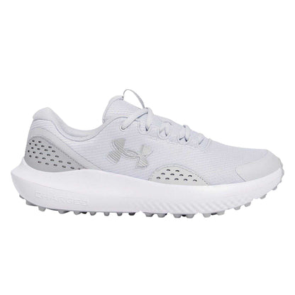 Halo Grey - Front - Under Armour Mens Leather Low Cut Golf Trainers