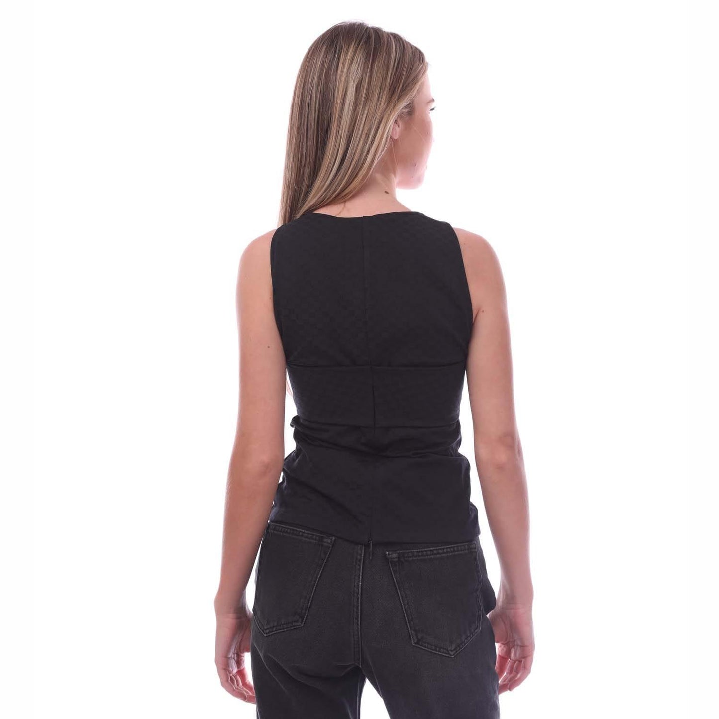 Black - Back - Ambush Womens-Ladies Mini Monogram Sleeveless Top