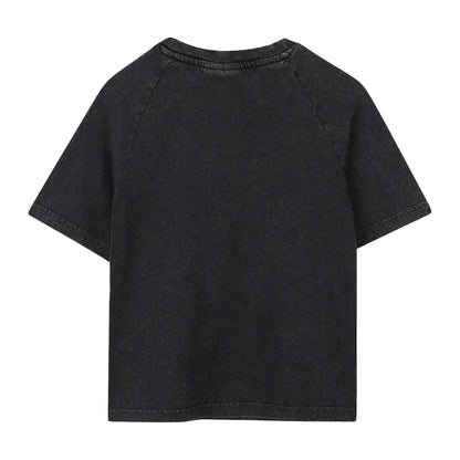 Black - Back - Hugo Childrens-Kids Lettering Washed Raglan T-Shirt