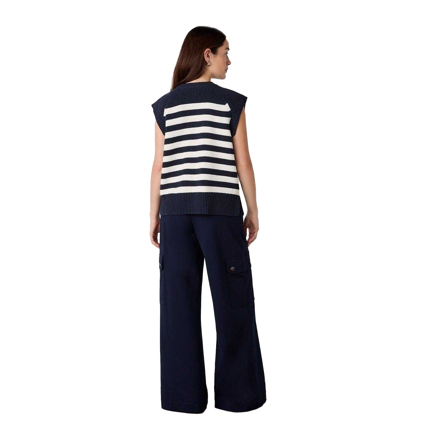 Navy - Back - Finery Womens-Ladies Lexi Horizontal Stripe Relaxed Fit Sleeveless Gilet