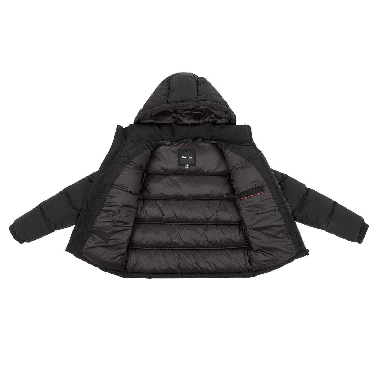Black - Side - Firetrap Childrens-Kids Full Zip Puffer Jacket