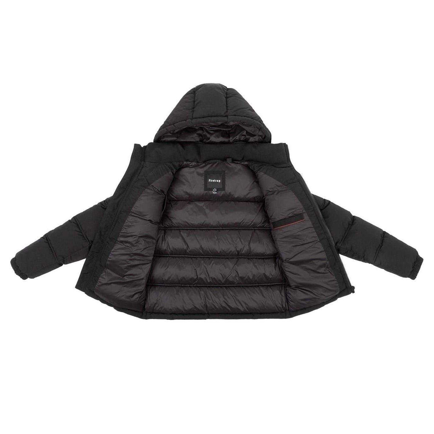 Black - Side - Firetrap Childrens-Kids Full Zip Puffer Jacket