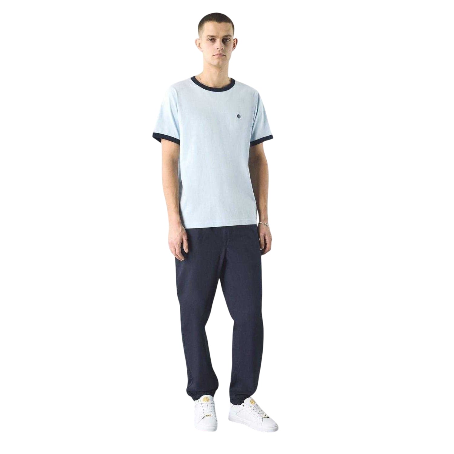 Light Blue - Side - Pretty Green Mens Ringer Logo T-Shirt