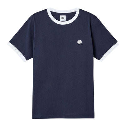 Navy - Front - Pretty Green Mens Ringer Logo T-Shirt