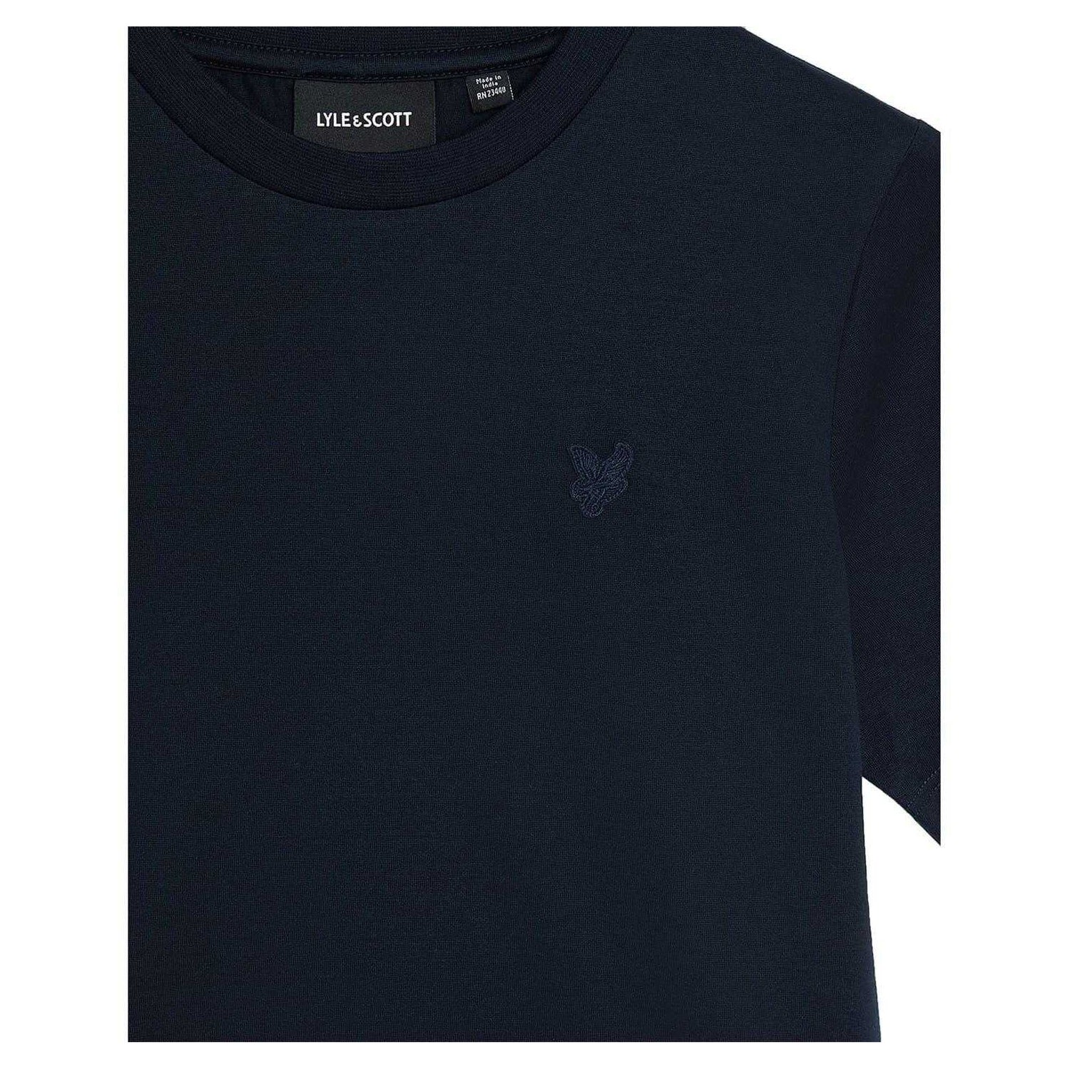 Dark Navy - Side - Lyle & Scott Childrens-Kids Tonal Embroidered T-Shirt