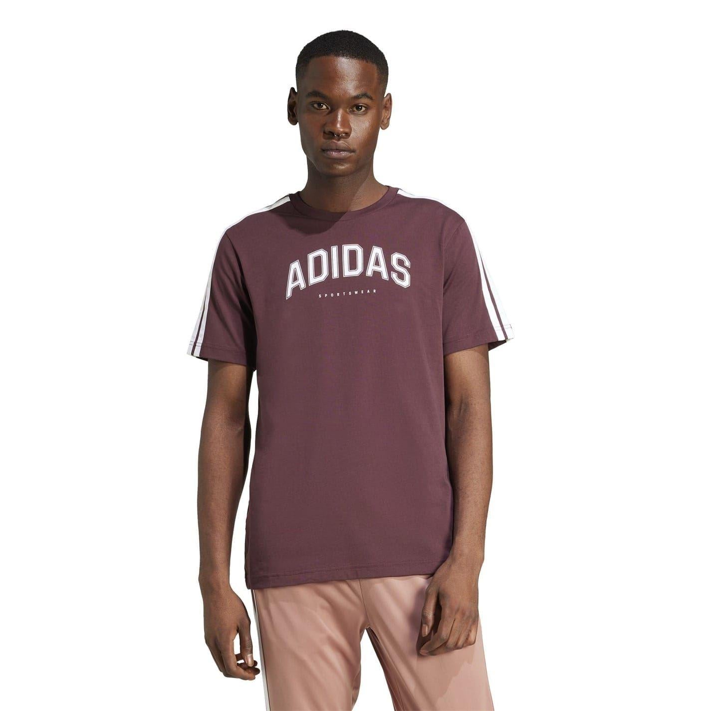 Ruby Red - Lifestyle - Adidas Mens Linear Graphic Collegiate T-Shirt