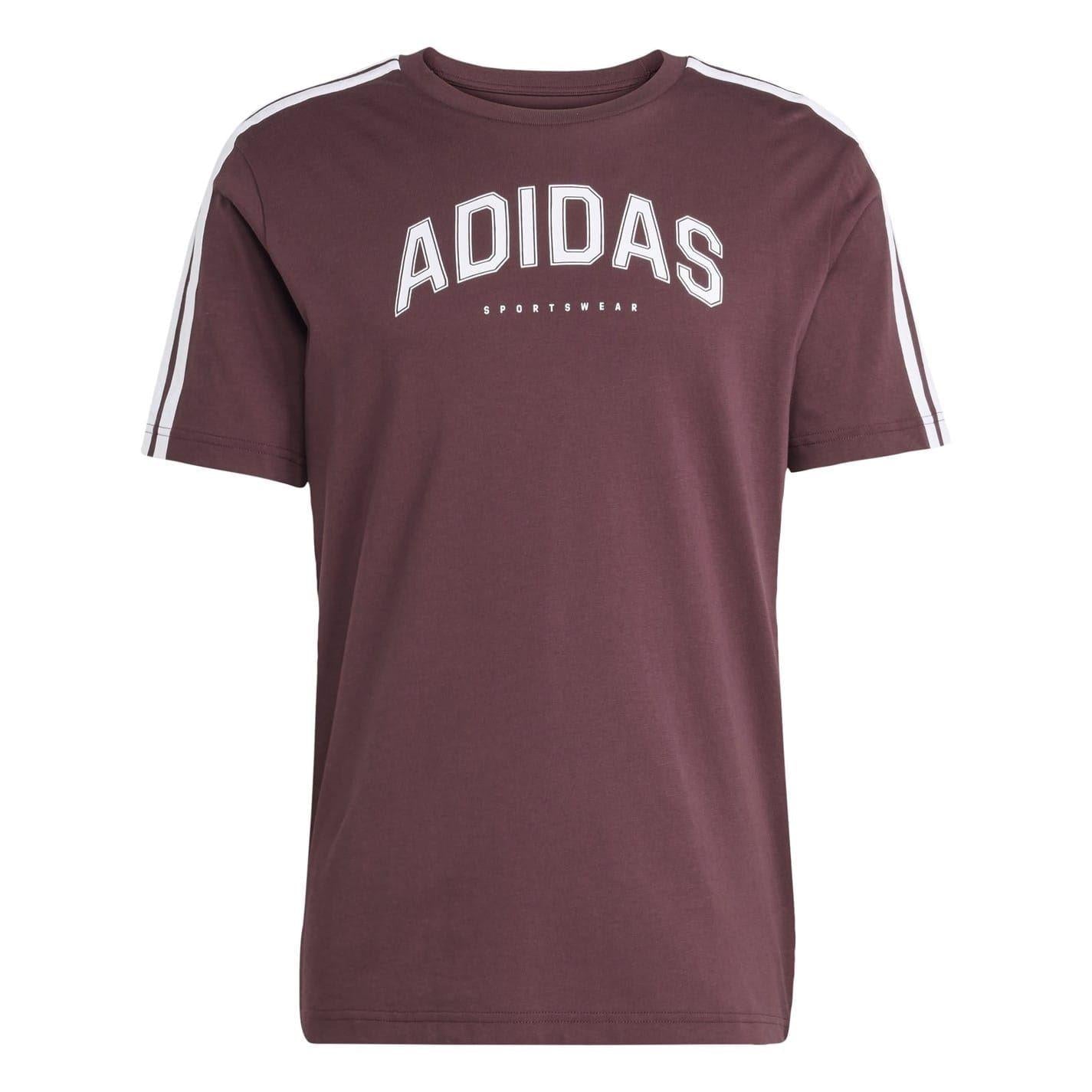 Ruby Red - Front - Adidas Mens Linear Graphic Collegiate T-Shirt