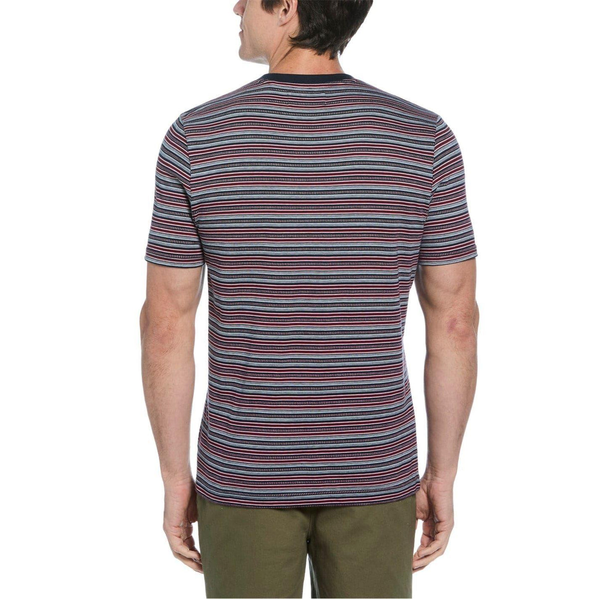 Dark Sapphire - Back - Original Penguin Mens Striped Jersey Crew Neck T-Shirt