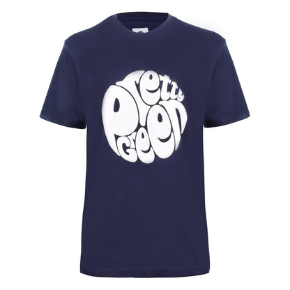 Navy - Front - Pretty Green Mens Large Logo Crew Neck T-Shirt
