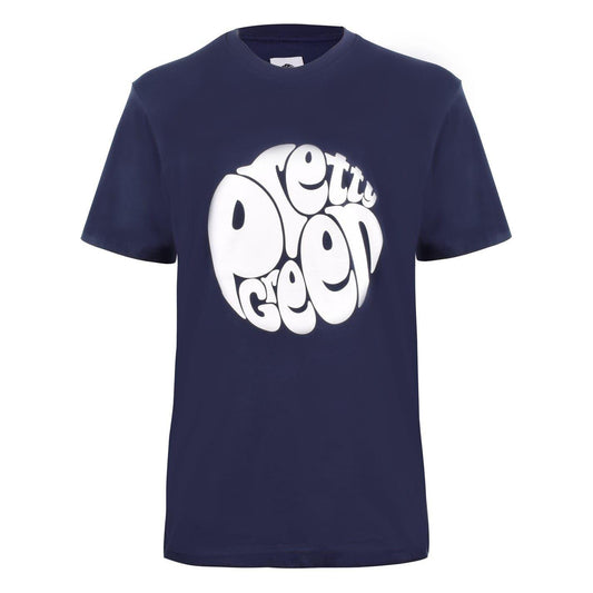 Navy - Front - Pretty Green Mens Large Logo Crew Neck T-Shirt
