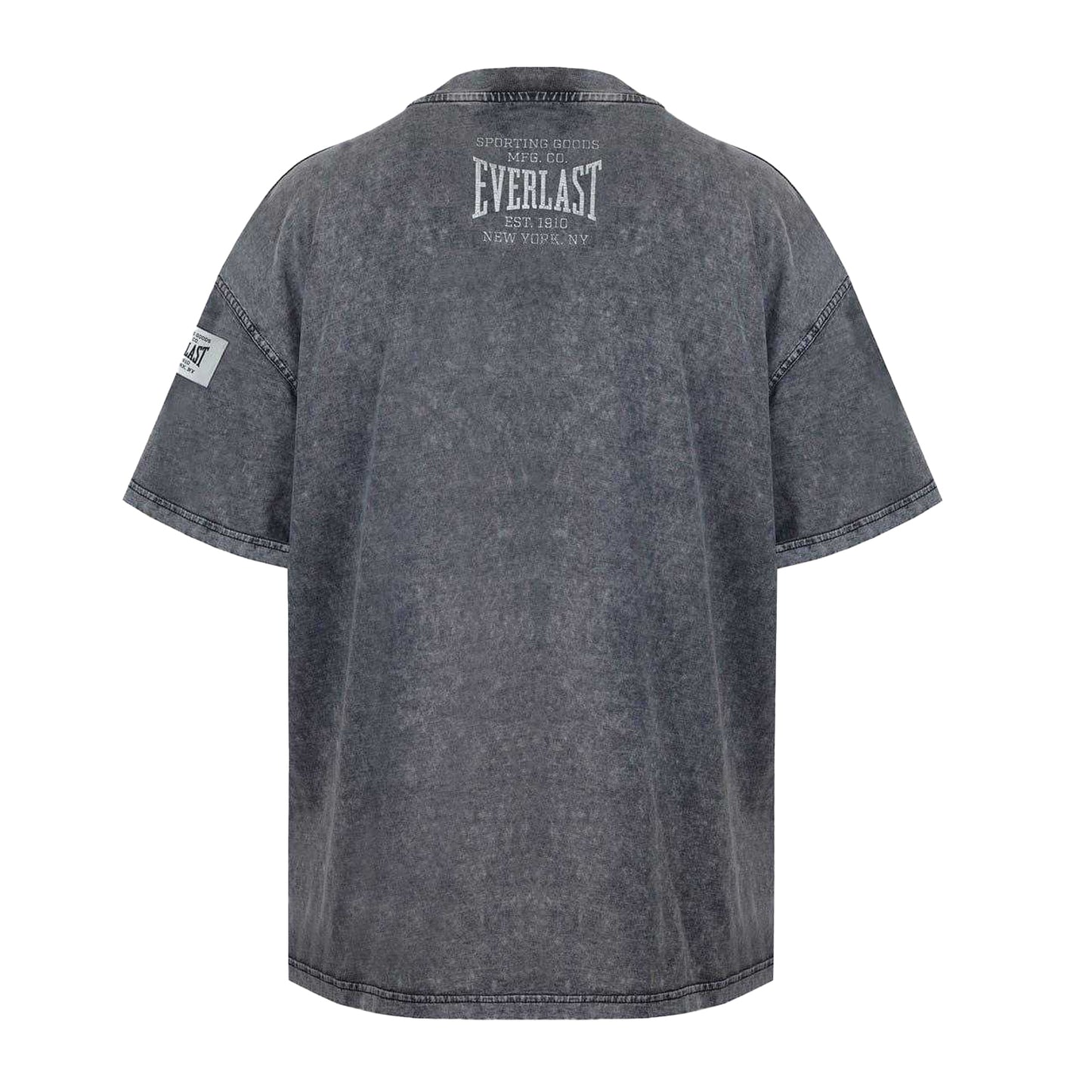 Washed Grey - Back - Everlast Mens NYC Logo Drop Shoulder Oversized T-Shirt