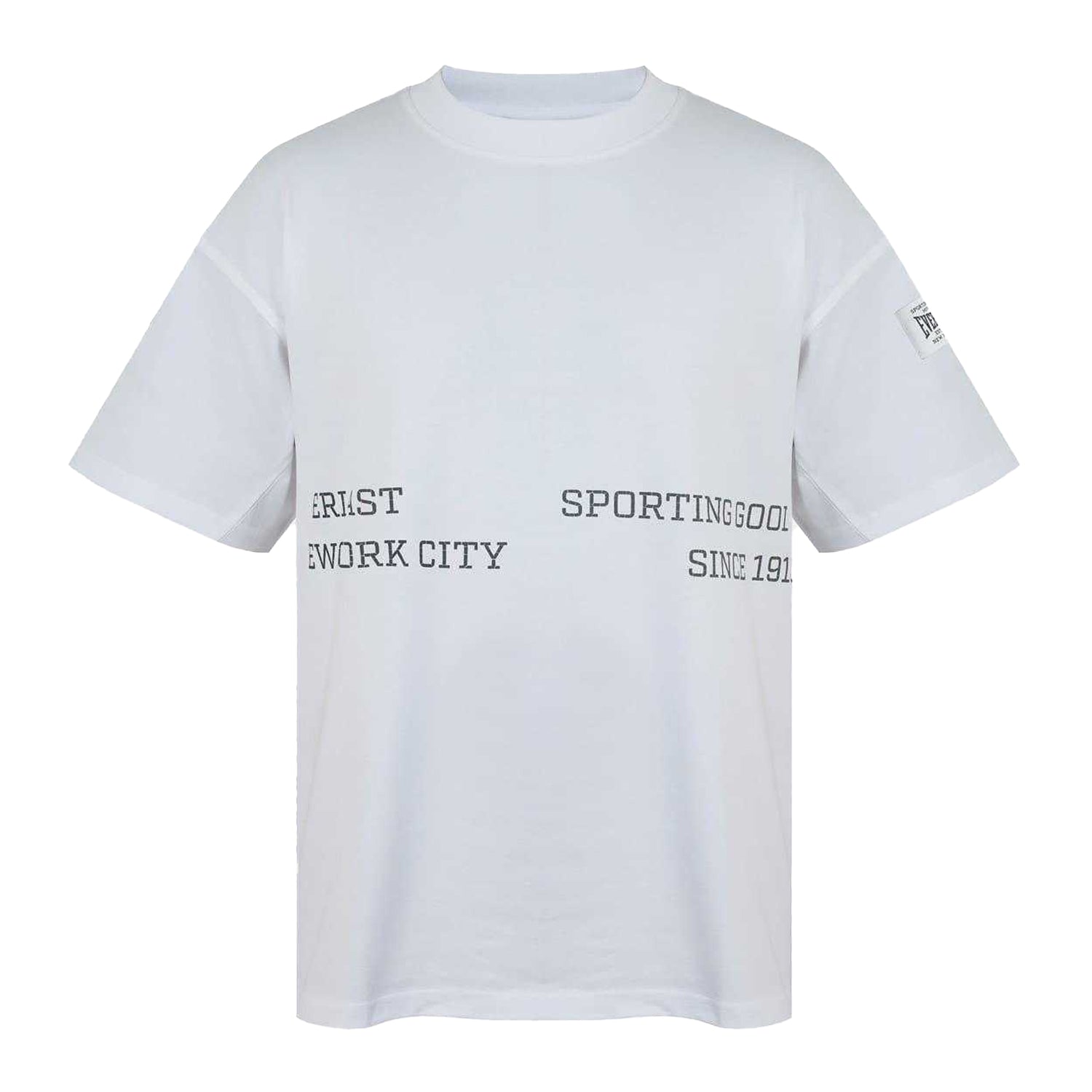 White - Front - Everlast Mens NYC Logo Drop Shoulder Oversized T-Shirt