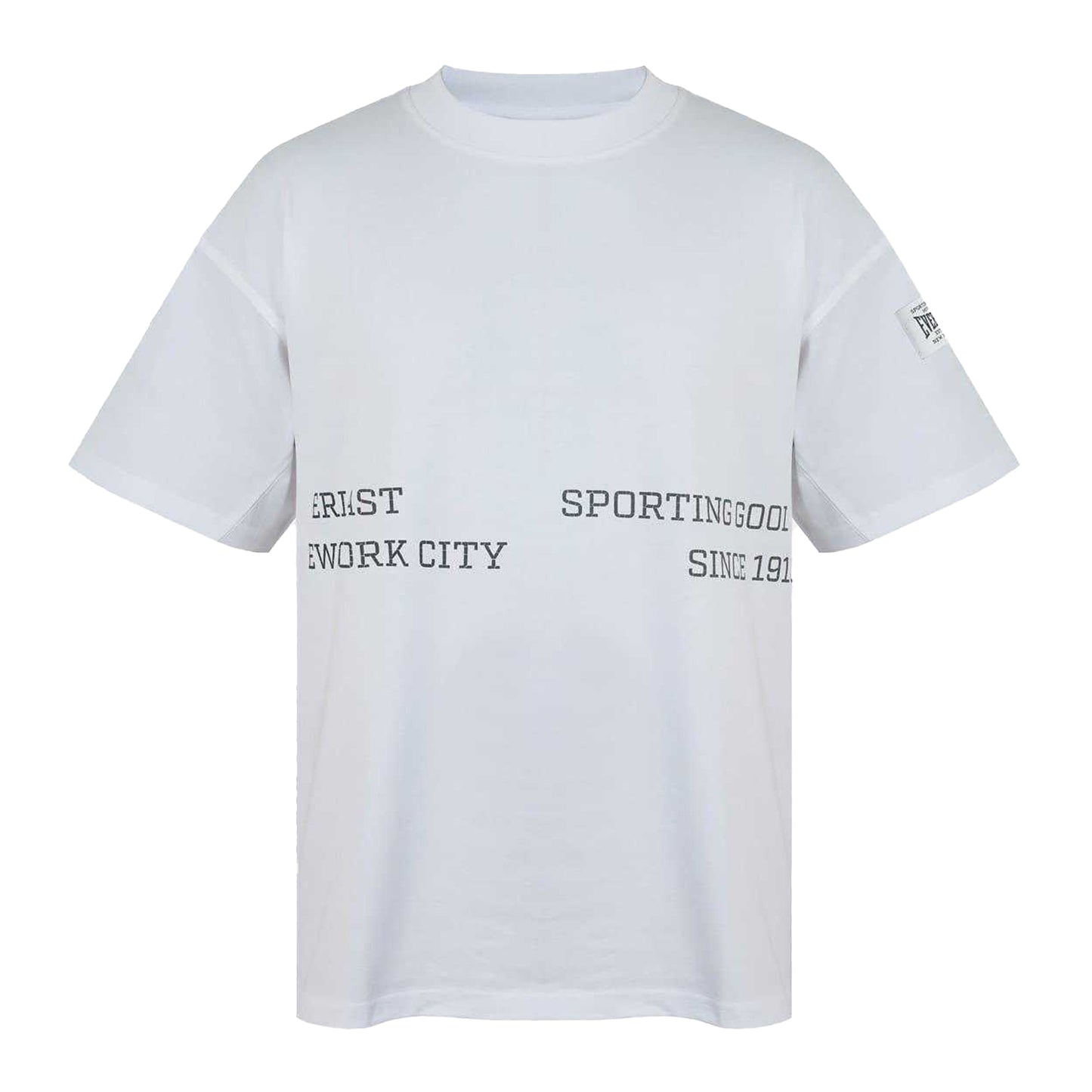 White - Front - Everlast Mens NYC Logo Drop Shoulder Oversized T-Shirt