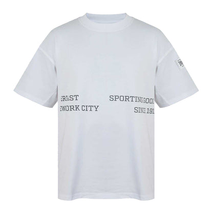 White - Front - Everlast Mens NYC Logo Drop Shoulder Oversized T-Shirt