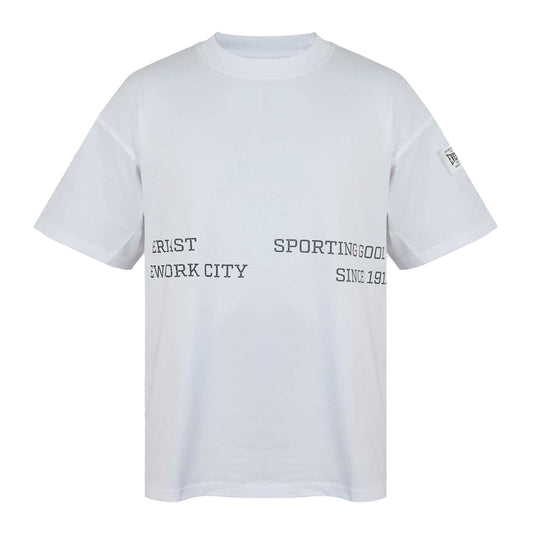 White - Front - Everlast Mens NYC Logo Drop Shoulder Oversized T-Shirt