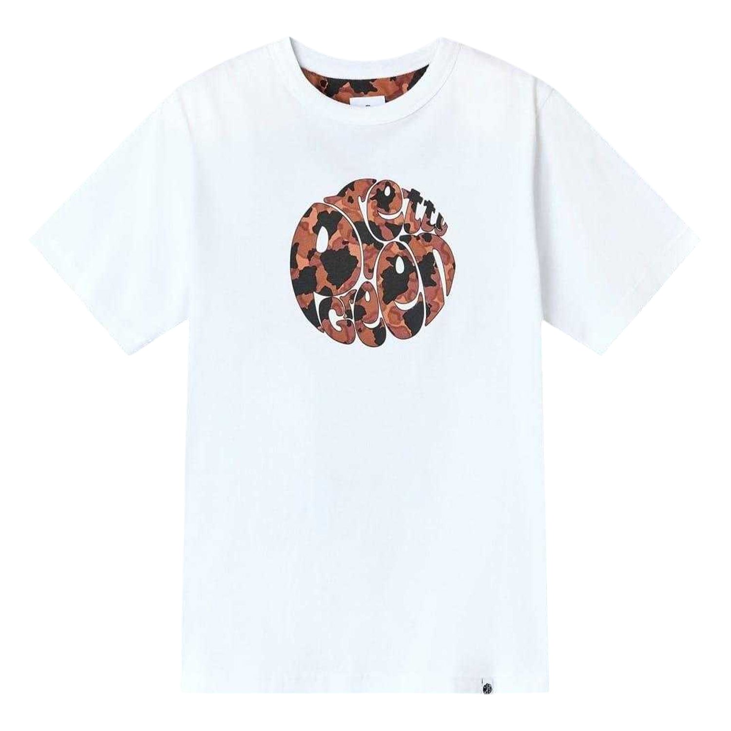White - Front - Pretty Green Mens Camo Logo Crew Neck T-Shirt