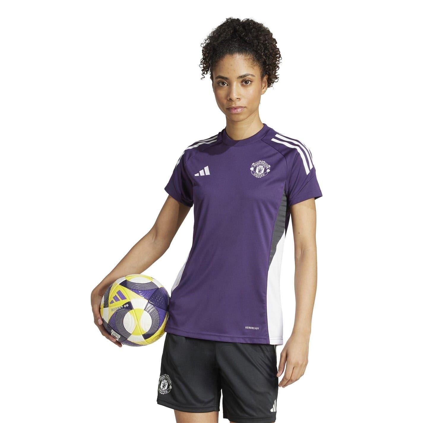 Purple - Side - Adidas Womens-Ladies 2025-2026 Manchester United FC Training Track Top