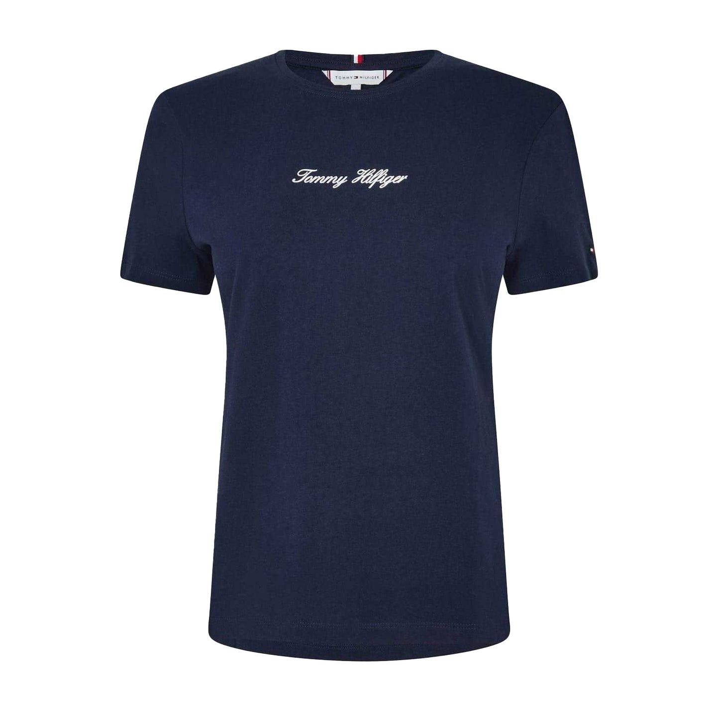 Dark Navy - Front - Tommy Hilfiger Womens-Ladies Script Embroidered T-Shirt