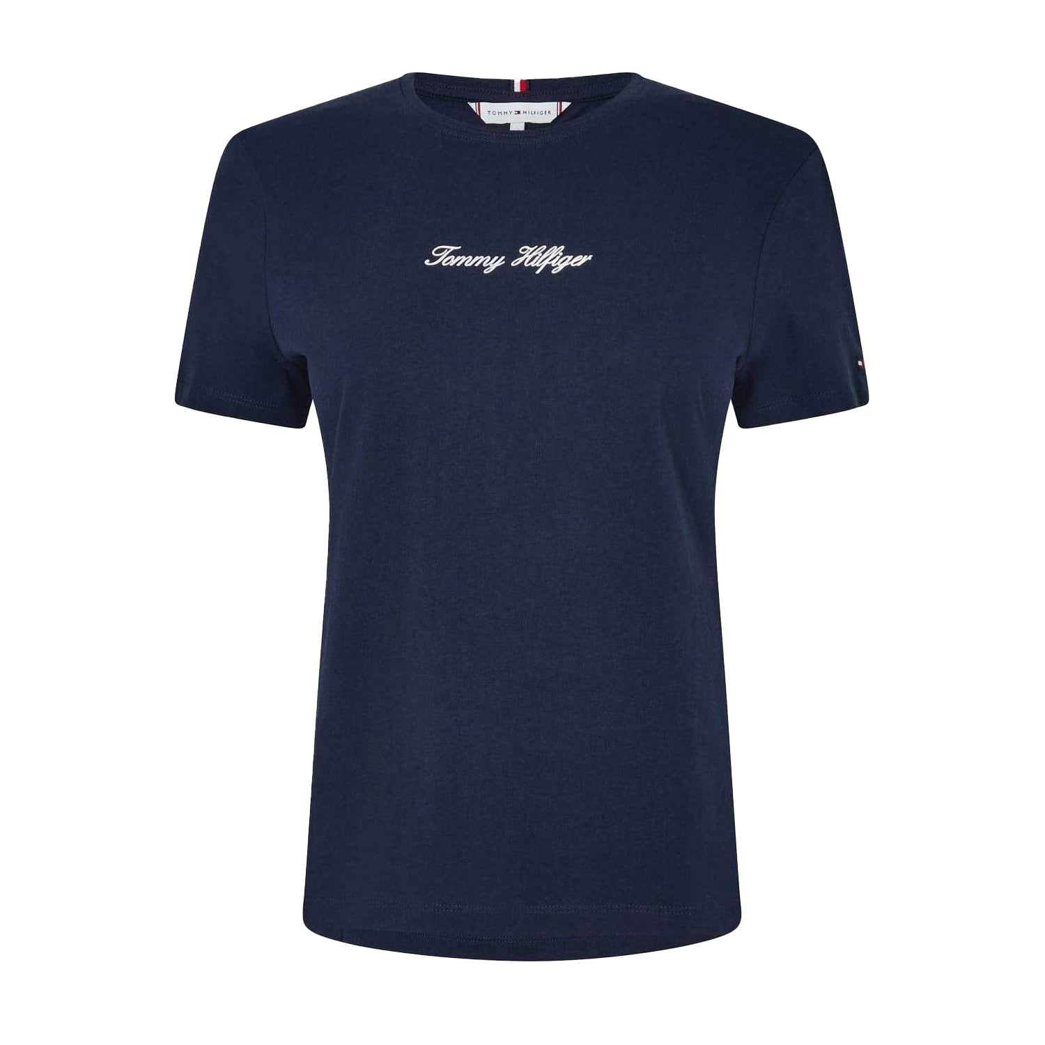 Dark Navy - Front - Tommy Hilfiger Womens-Ladies Script Embroidered T-Shirt