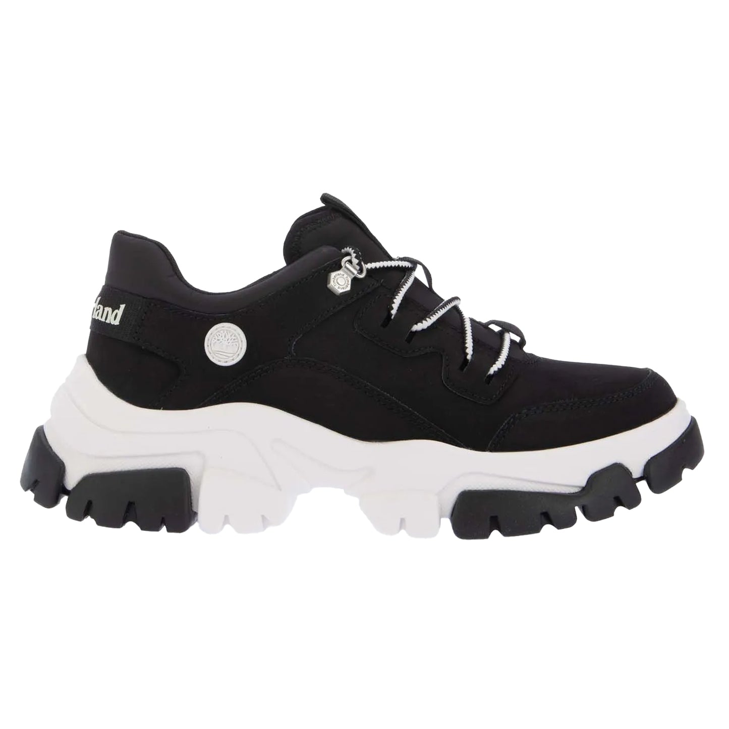 Black-White - Side - Timberland Womens-Ladies Leather Low Lace Up Trainers