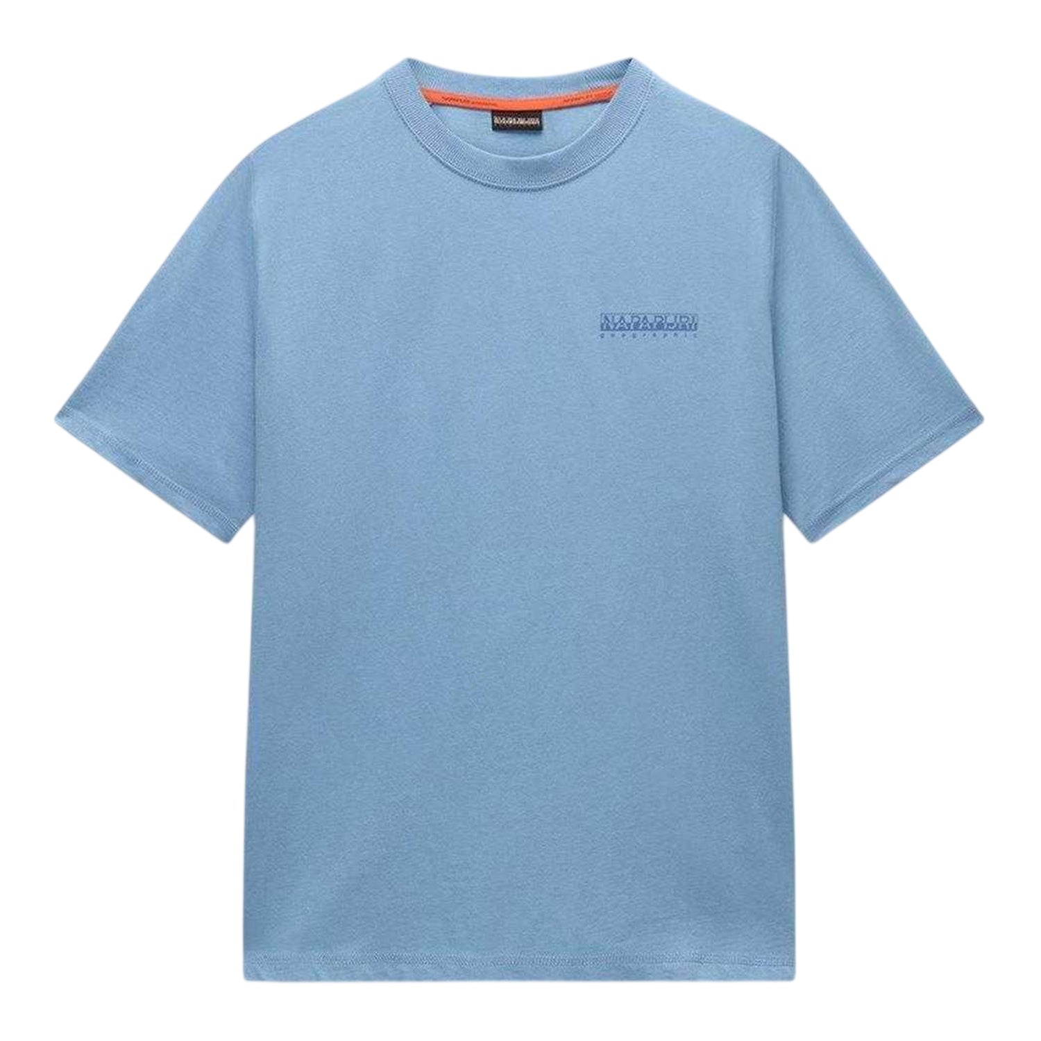 Faded Denim - Front - Napapijri Mens Geographic Printed Crew Neck T-Shirt