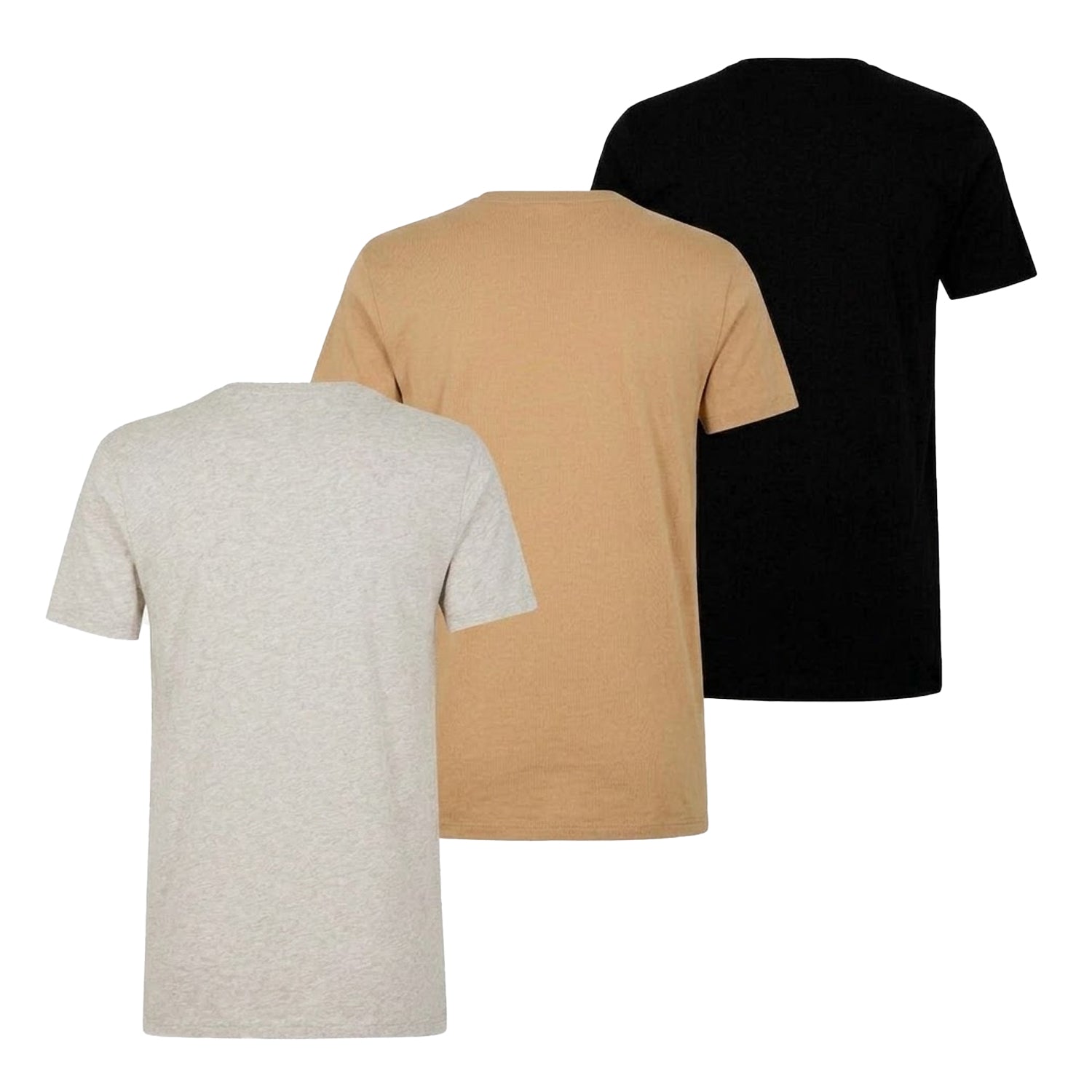 Camel-Grey-Black - Back - Ralph Lauren Mens Classic Cotton T-Shirt (Pack of 3)