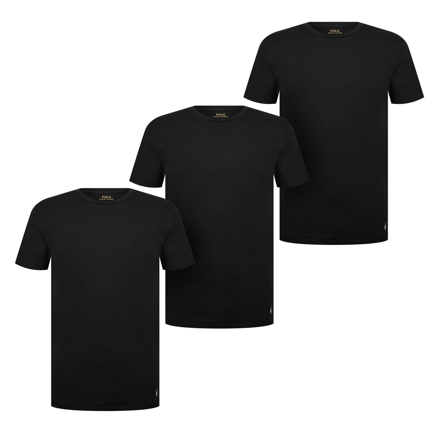 Black - Front - Ralph Lauren Mens Classic Cotton T-Shirt (Pack of 3)